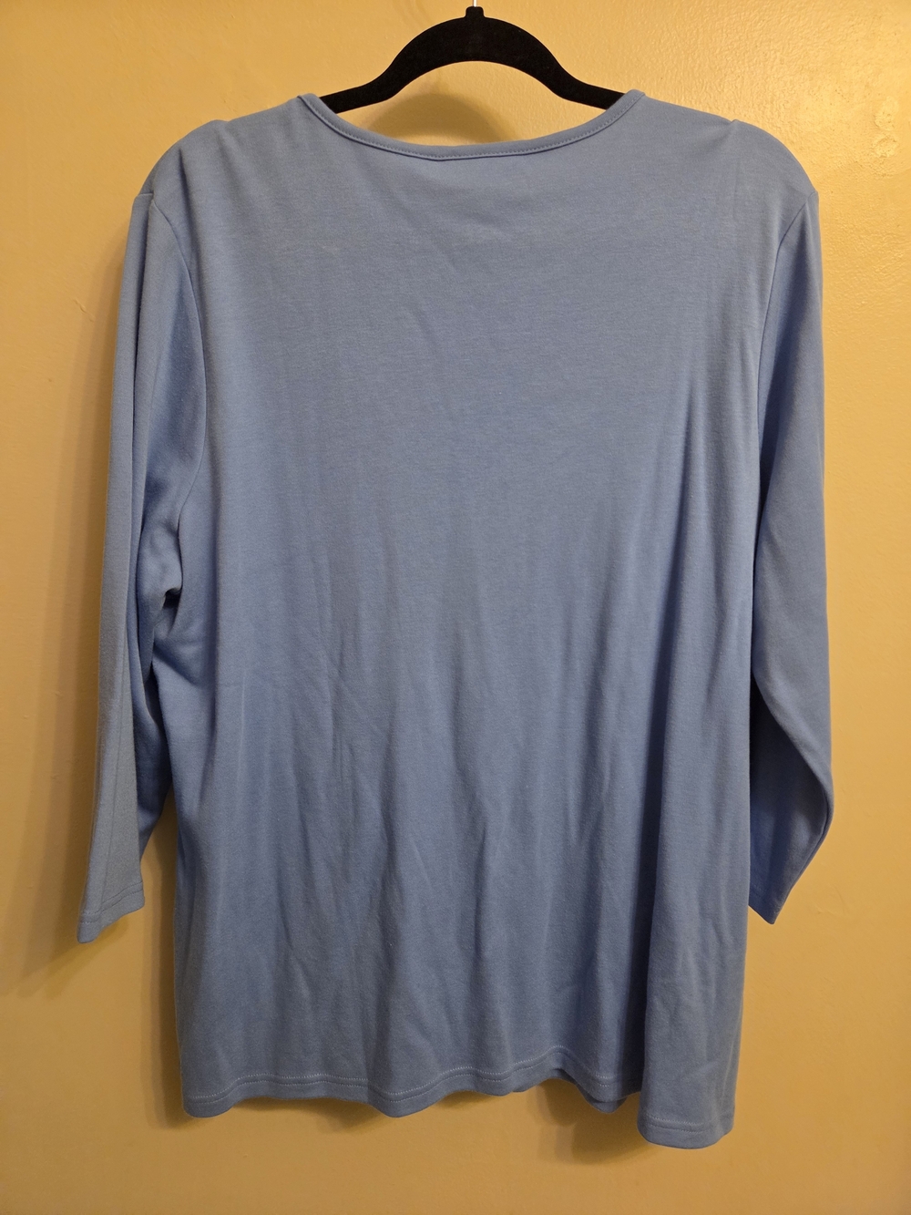 Quacker Factory Cottagecore Embroidered Floral Heart Top Blue XL Granny Chic - Picture 3 of 7